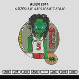 Alien 2911 Embroidery File 6 sizes