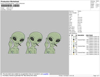 Aliens Embroidery File 4 size