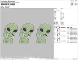 Aliens Embroidery File 4 size