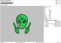 Alien Smoking Embroidery File 6 sizes