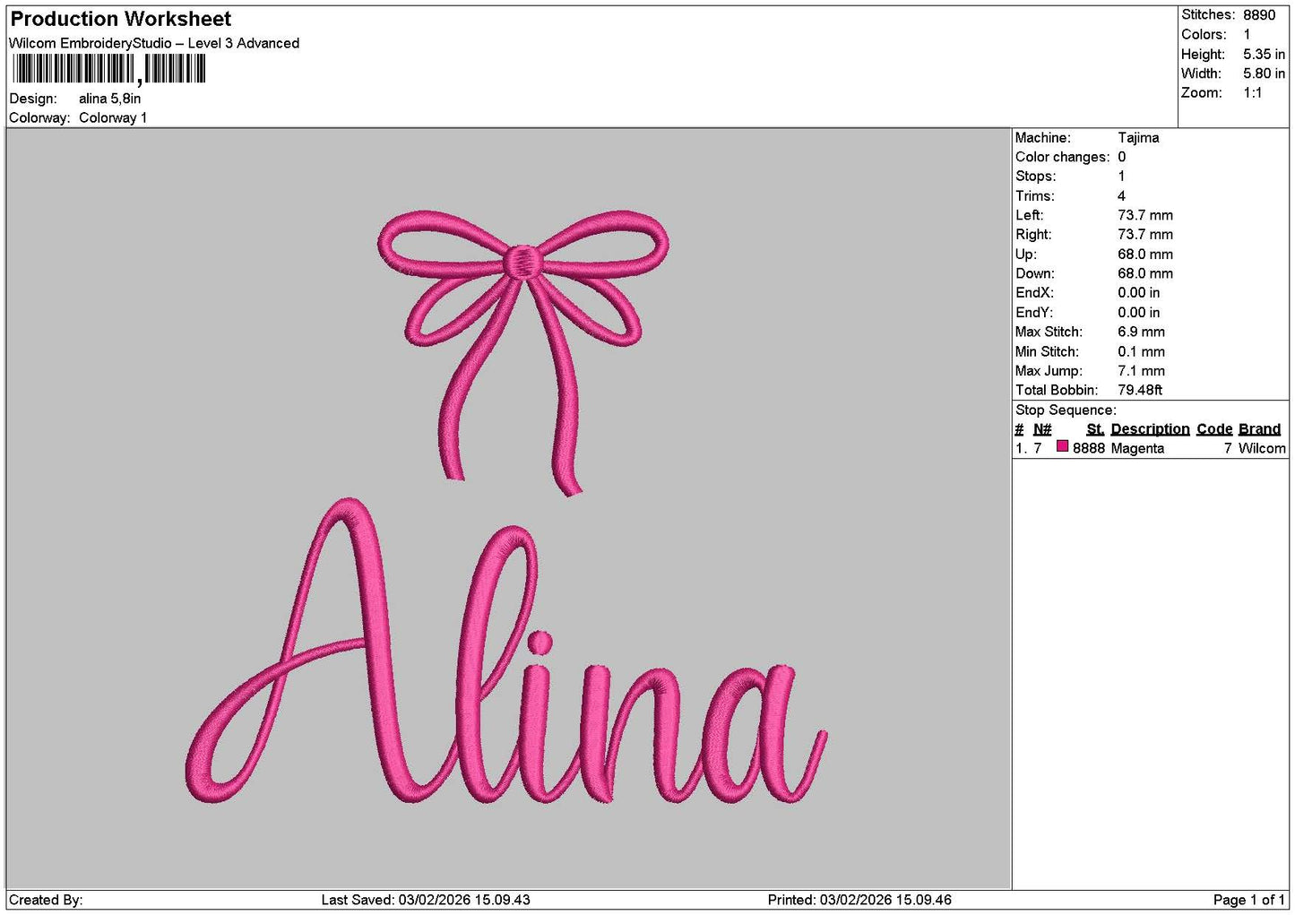 Alinatext Embroidery File 6 sizes