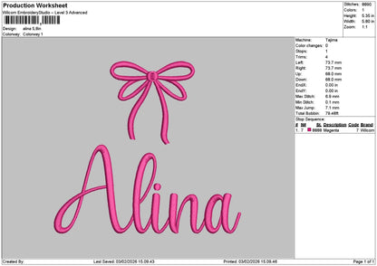 Alinatext Embroidery File 6 sizes