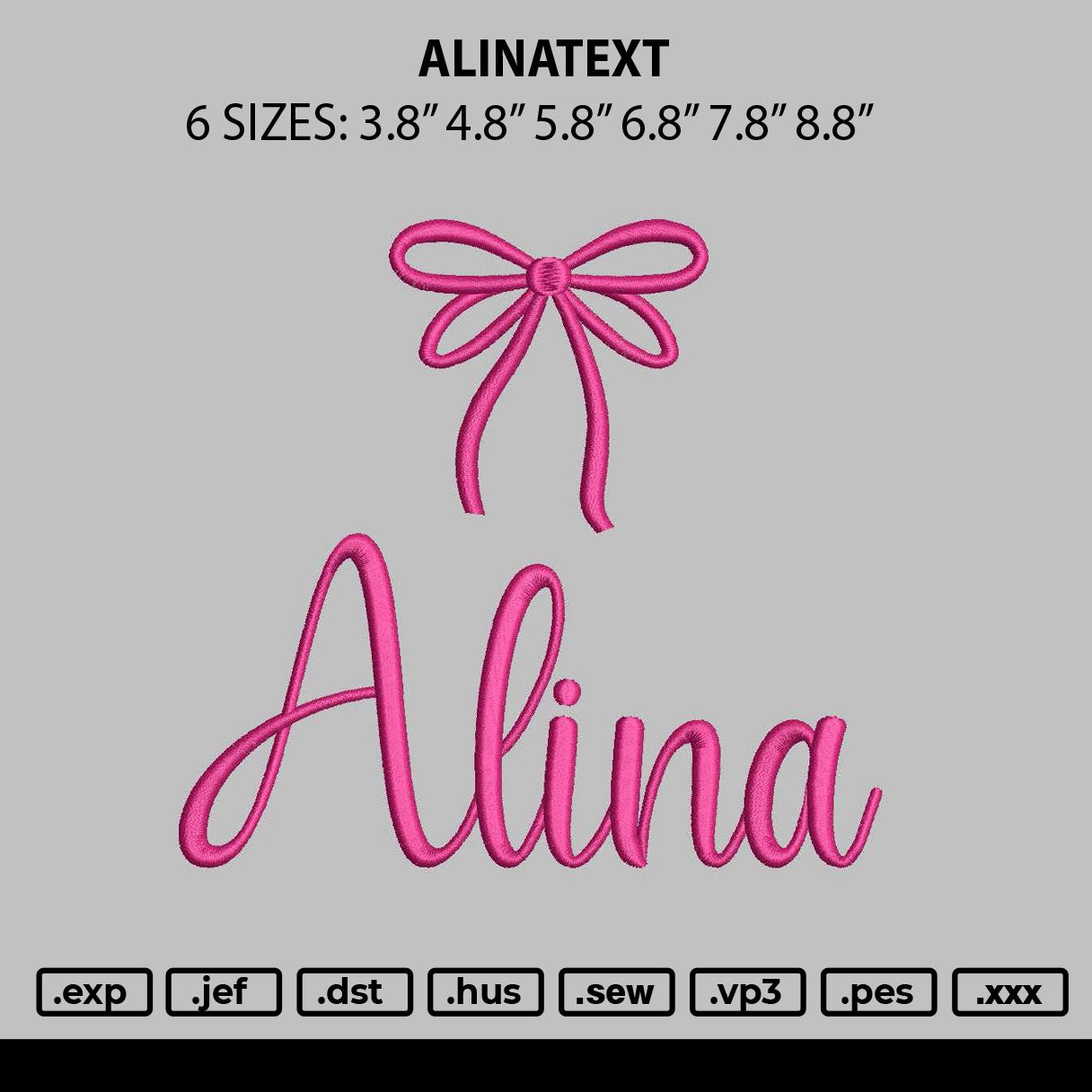 Alinatext Embroidery File 6 sizes