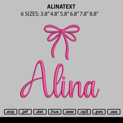 Alinatext Embroidery File 6 sizes