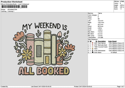 Weekendtext02 Embroidery File 6 sizes