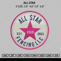 All Star Embroidery File 4 size