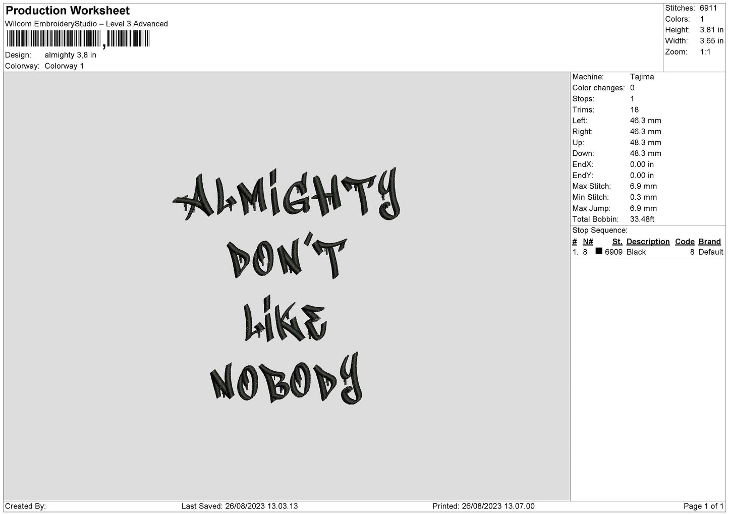 Almighty Embroidery File 6 sizes