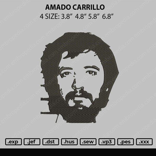 Amado Carrillo Embroidery File 4 size