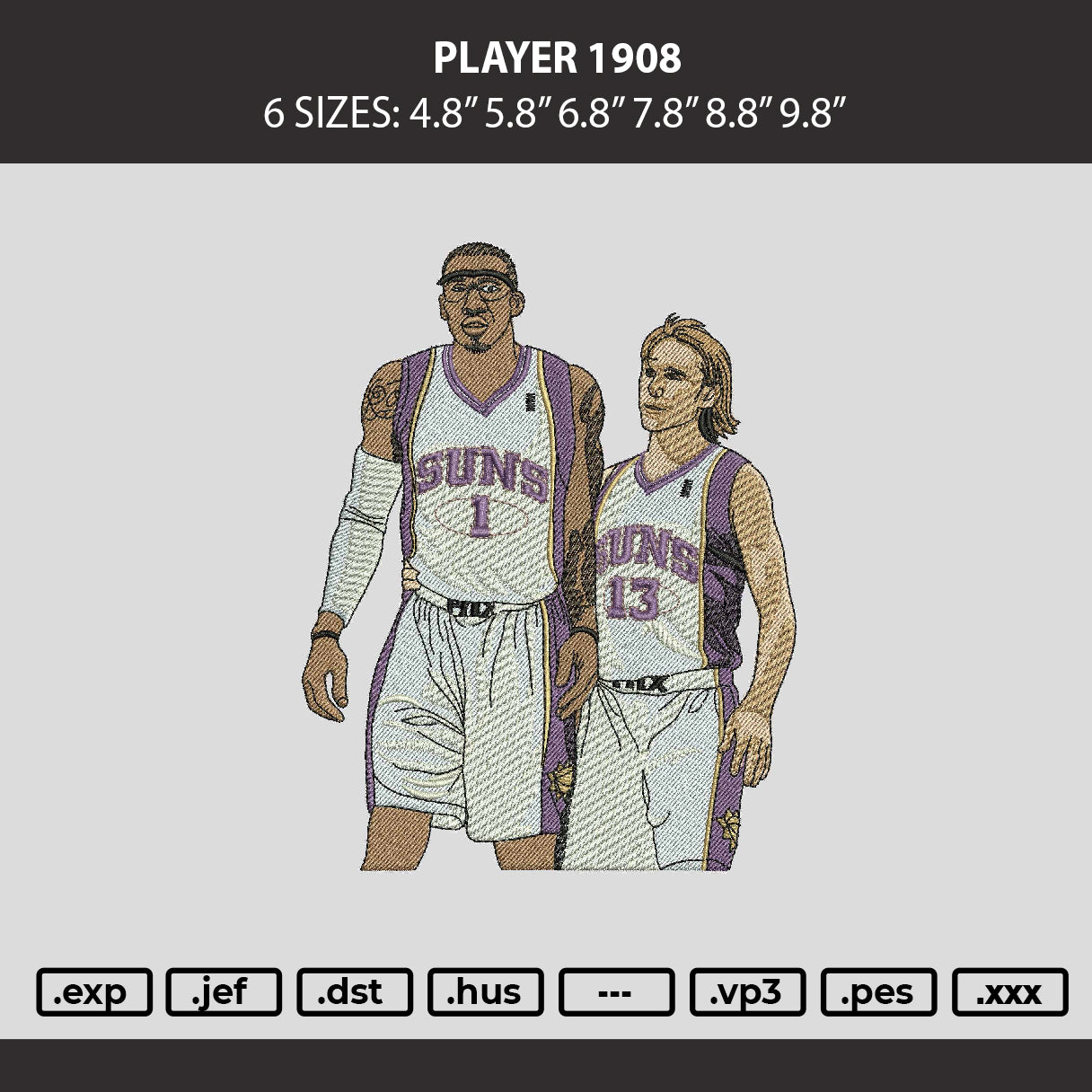 Players 1908 Embroidery Machine Design File 6 sizes