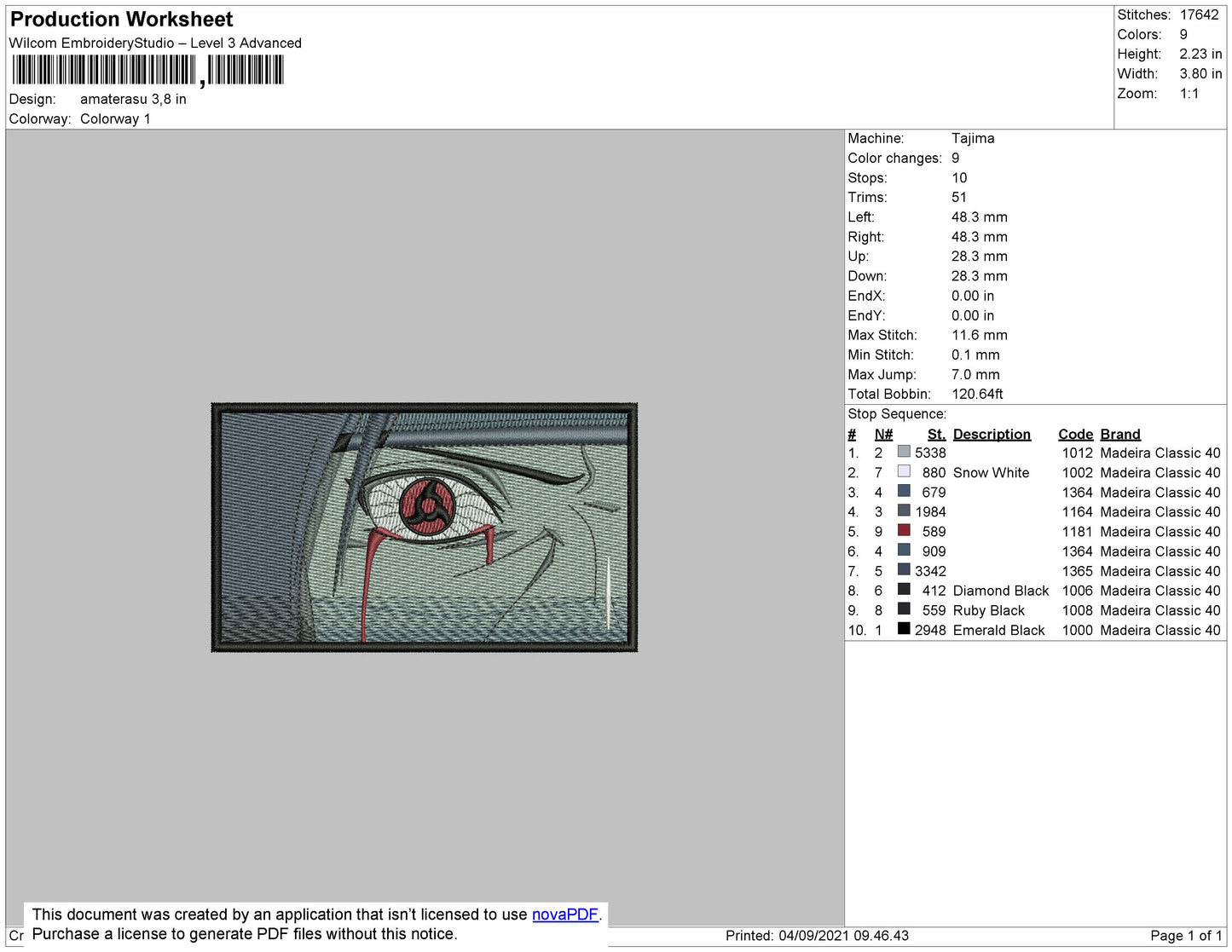 Amaterasu Embroidery File 4 size