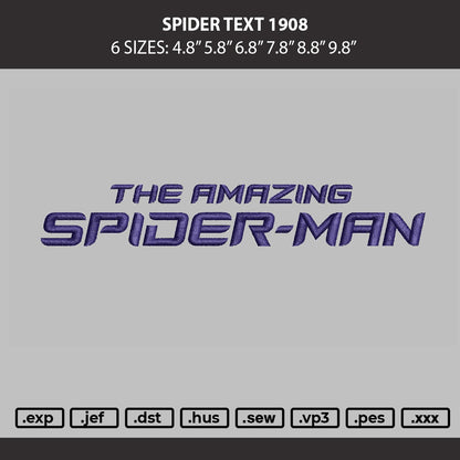 Spider text 1908 Embroidery Machine Design File 6 sizes