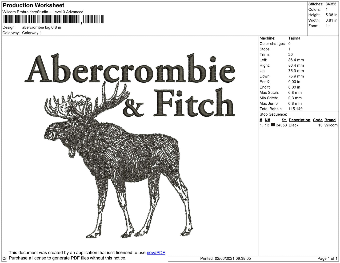 Abercrombie Big Size Embroidery File 4 size