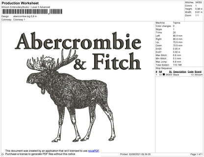 Abercrombie Big Size Embroidery File 4 size