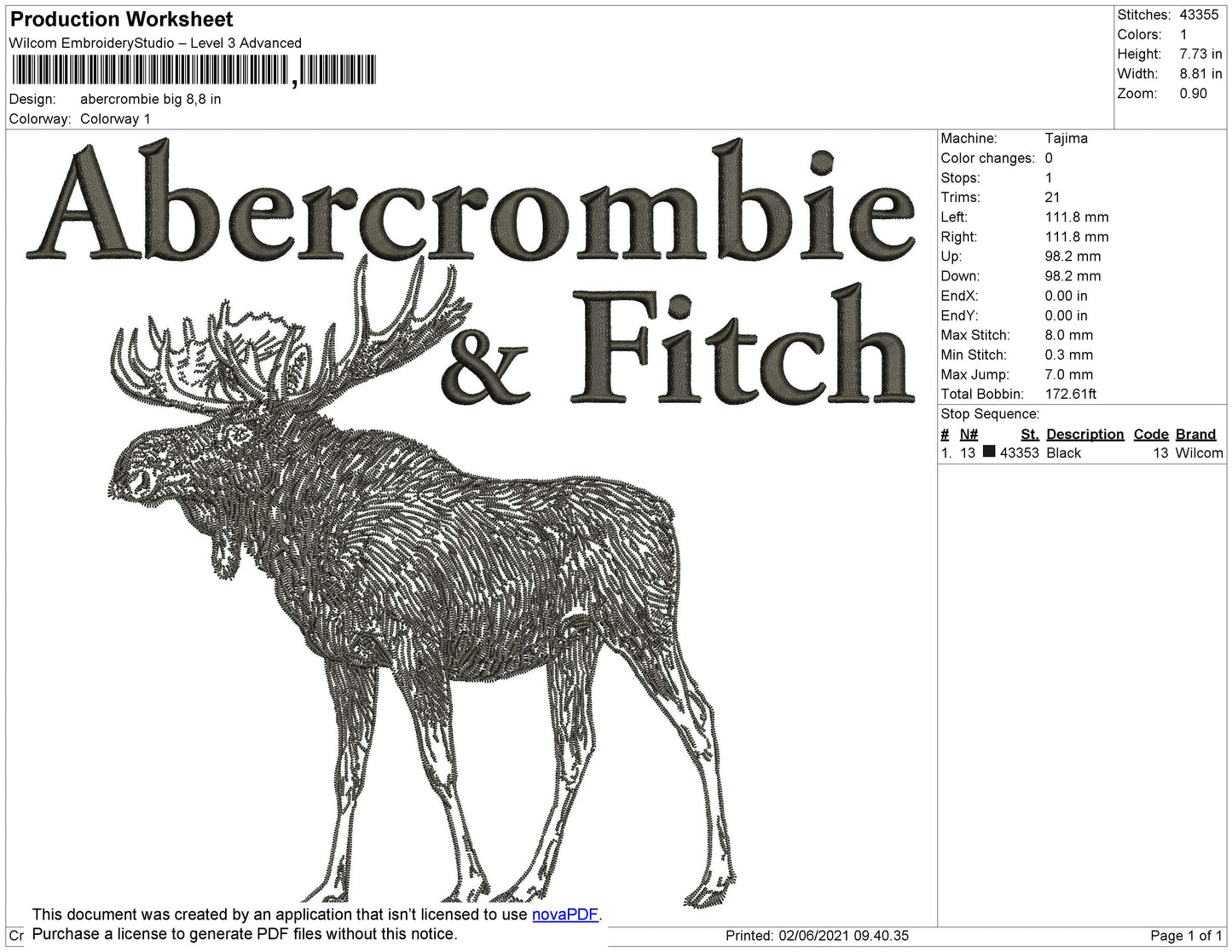Abercrombie Big Size Embroidery File 4 size