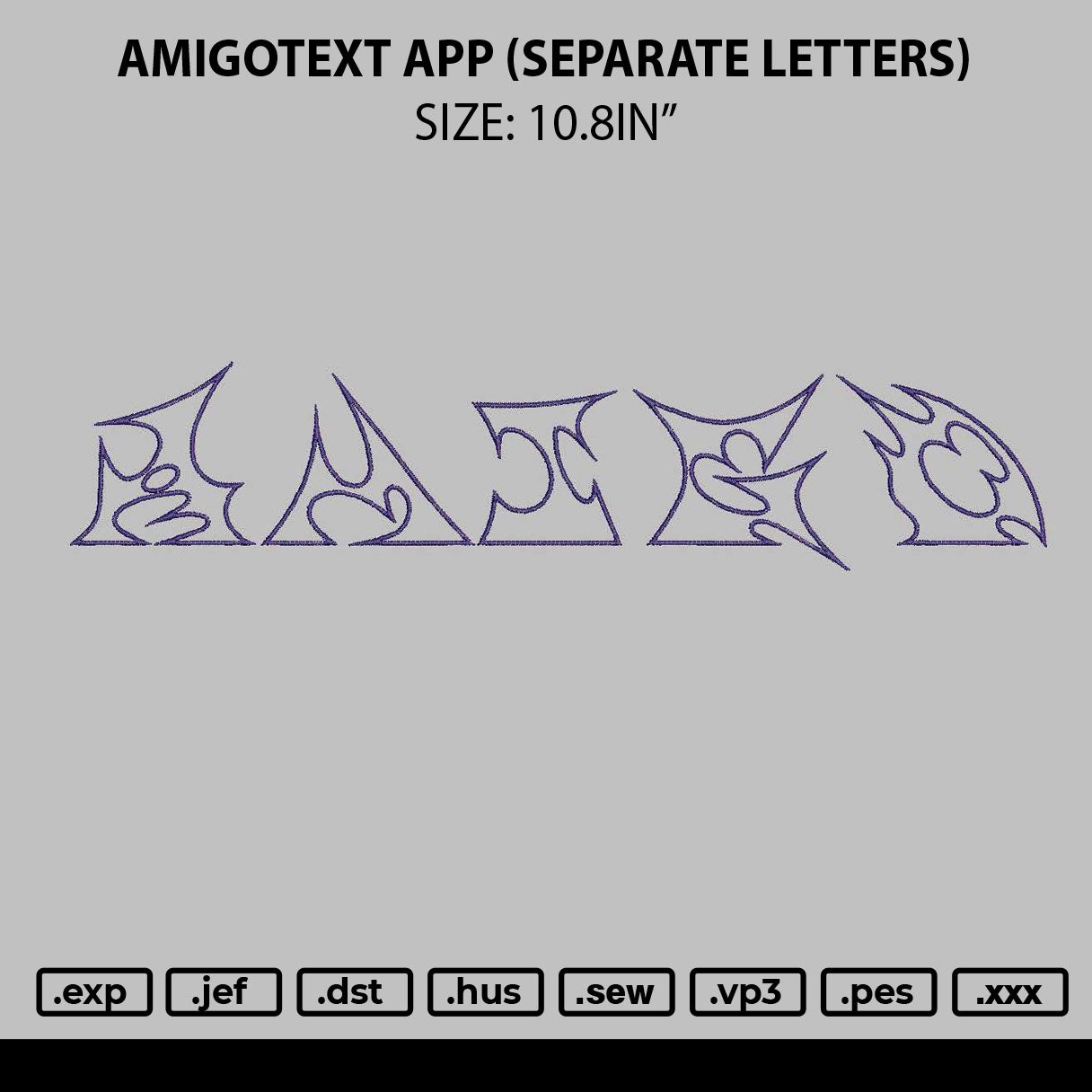 Amigotext App Separated Letters Embroidery Files