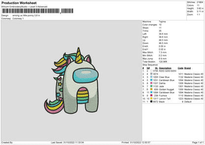 Among US Little Ponny Embroidery FIle 6 sizes