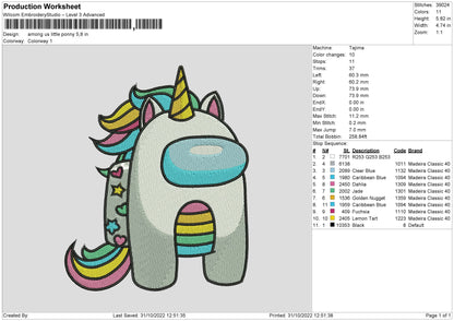 Among US Little Ponny Embroidery FIle 6 sizes