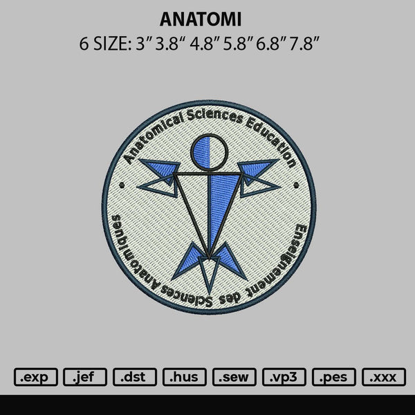 Anatomi Embroidery File 6 sizes