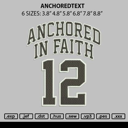Anchoredtext Embroidery File 6 sizes