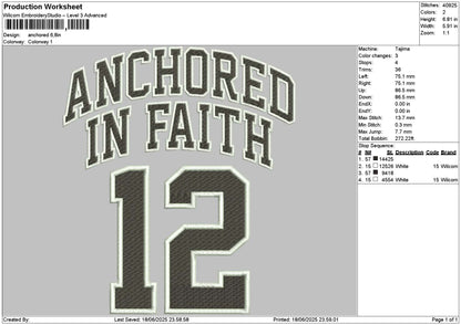 Anchoredtext Embroidery File 6 sizes