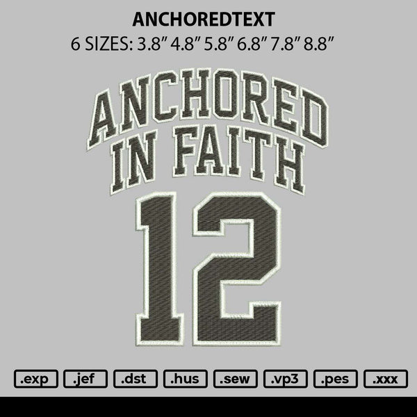 Anchoredtext Embroidery File 6 sizes