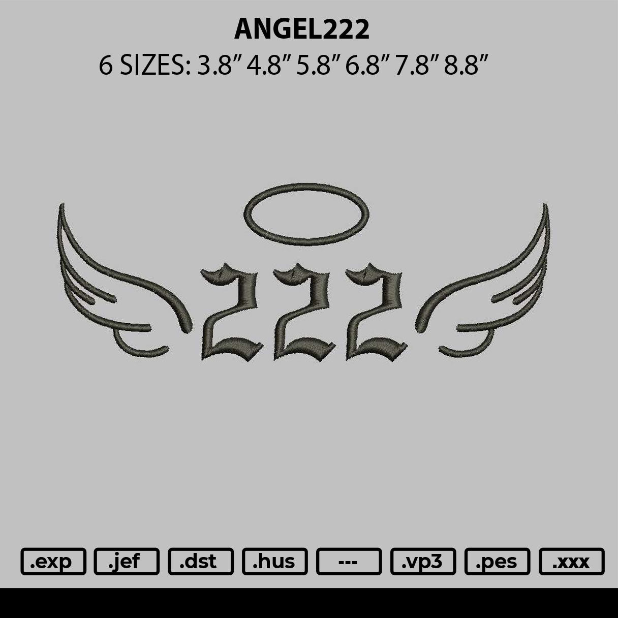 Angel222 Embroidery File 6 sizes
