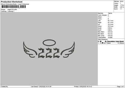 Angel222 Embroidery File 6 sizes