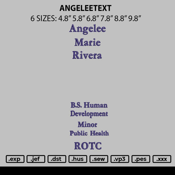 Angeleetext Embroidery File 6 sizes