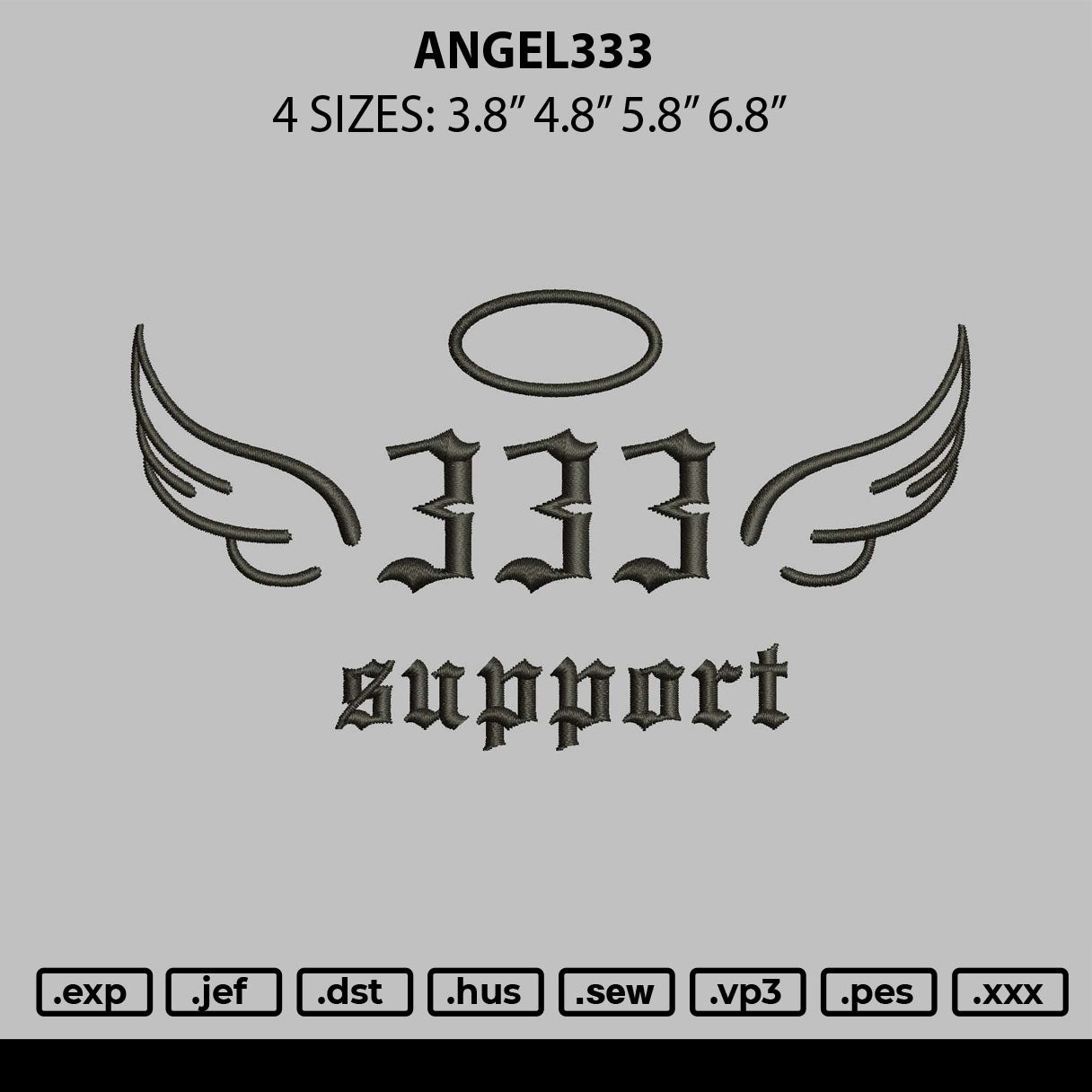 Angel333 Embroidery File 6 sizes