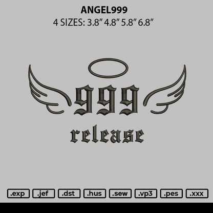 Angel999 Embroidery File 6 sizes