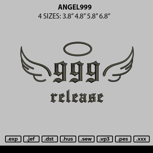 Angel999 Embroidery File 6 sizes