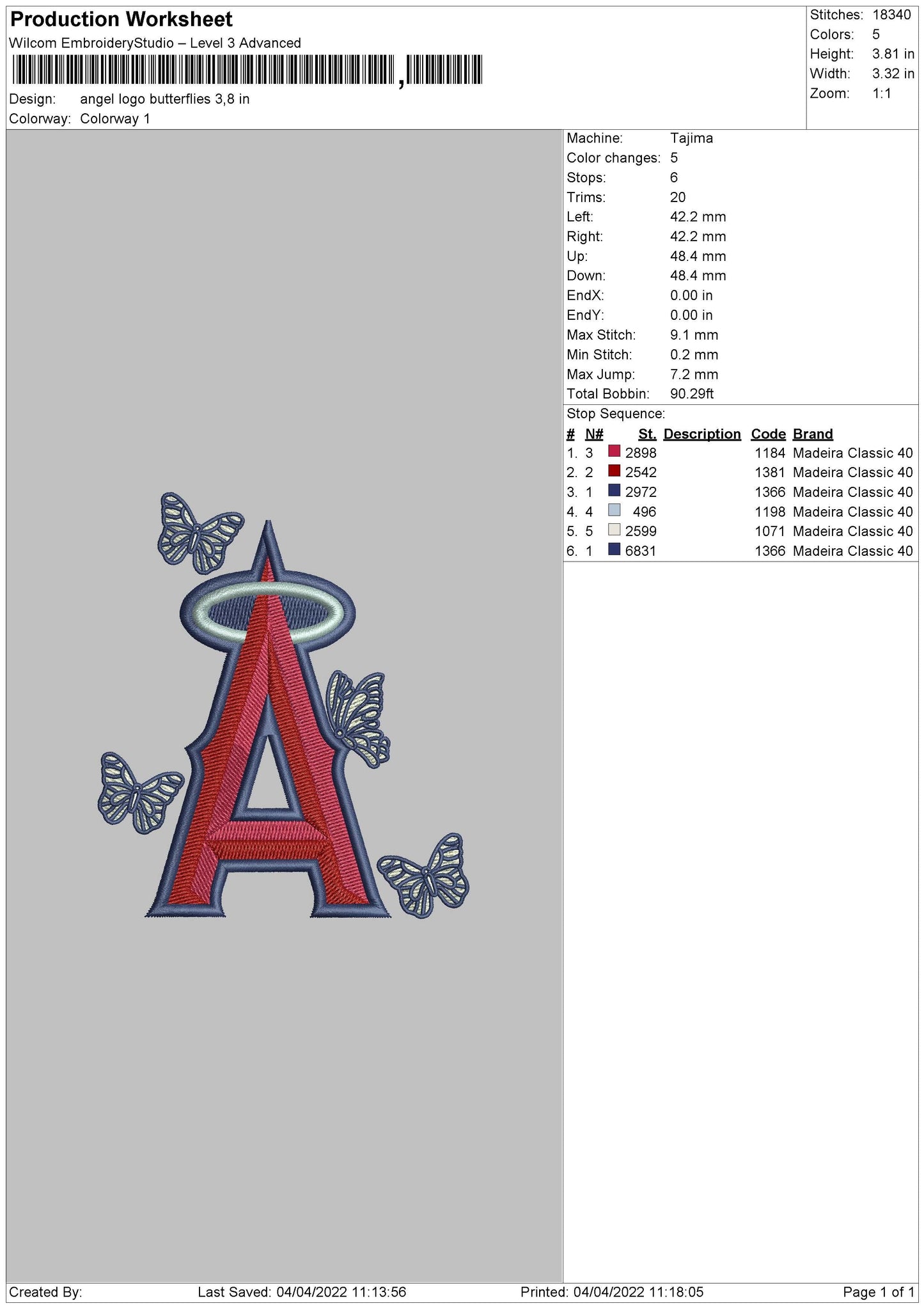 A Logo Butterflies Embroidery File 4 size