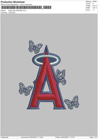 A Logo Butterflies Embroidery File 4 size