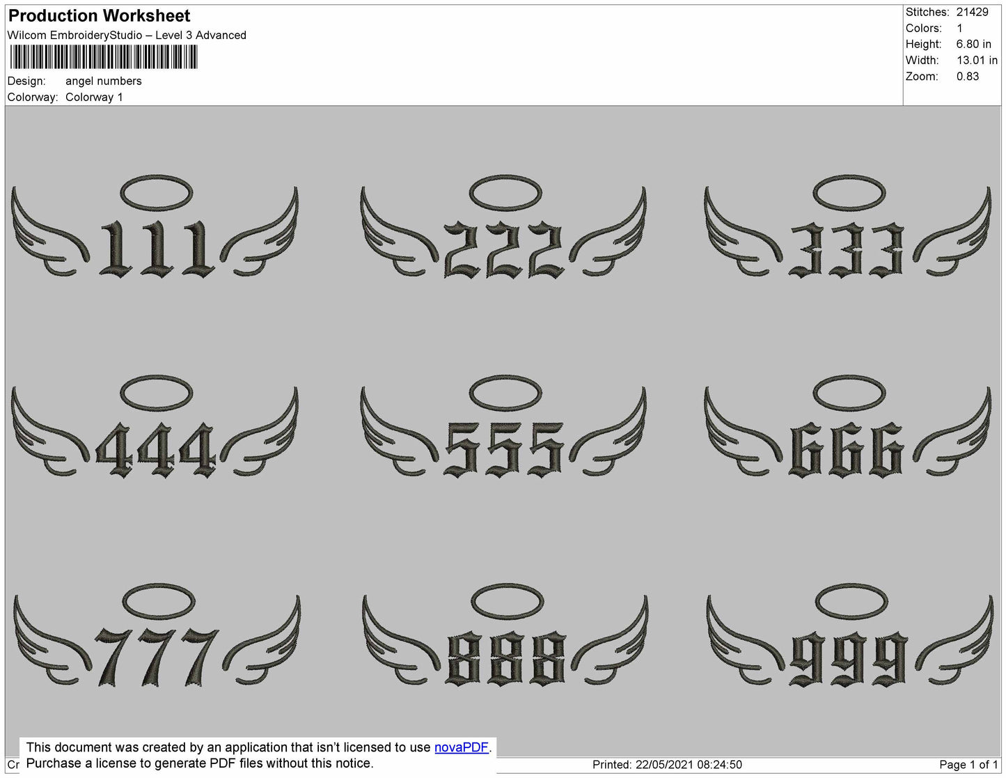 Angel Numbers Bundle embroidery files