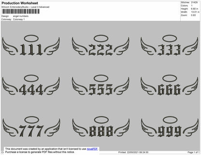 Angel Numbers Bundle embroidery files