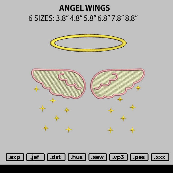 Angel Wings Embroidery File 6 sizes