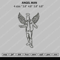 Angel Man Outline Embroidery File 4 size