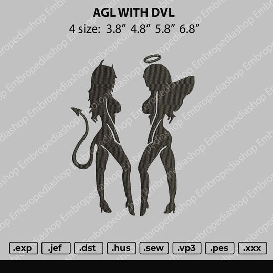 Angel With DeViL Embroidery File 4 size