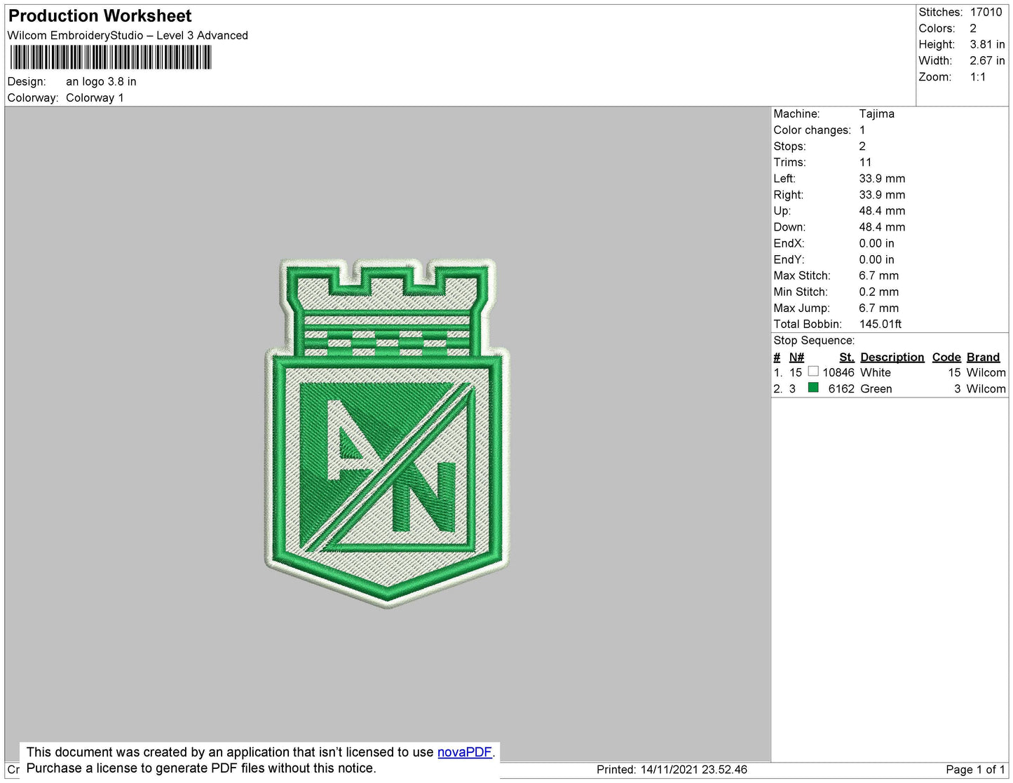 An Logo Embroidery File 4 size