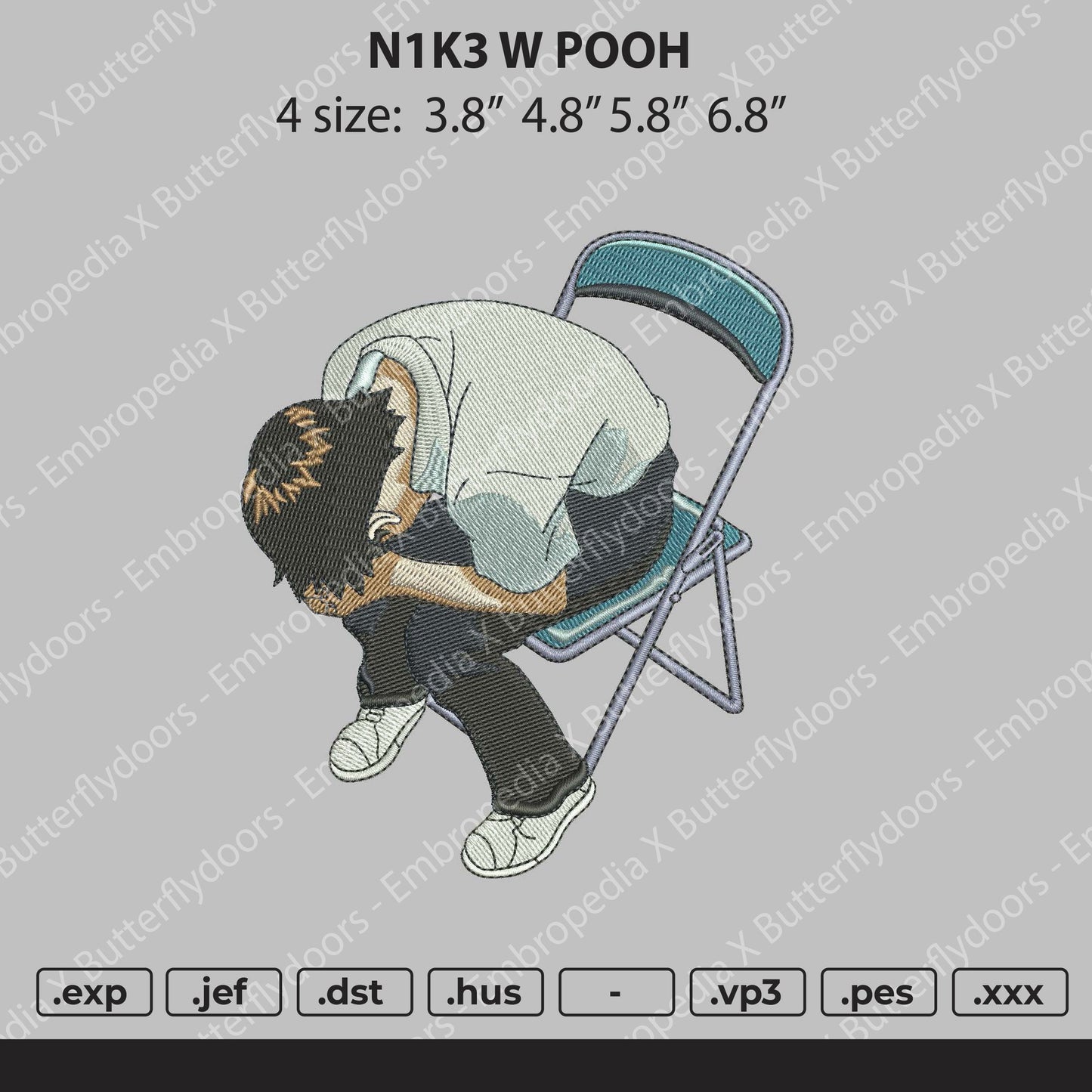 Anime 004 Embroidery File 4 size