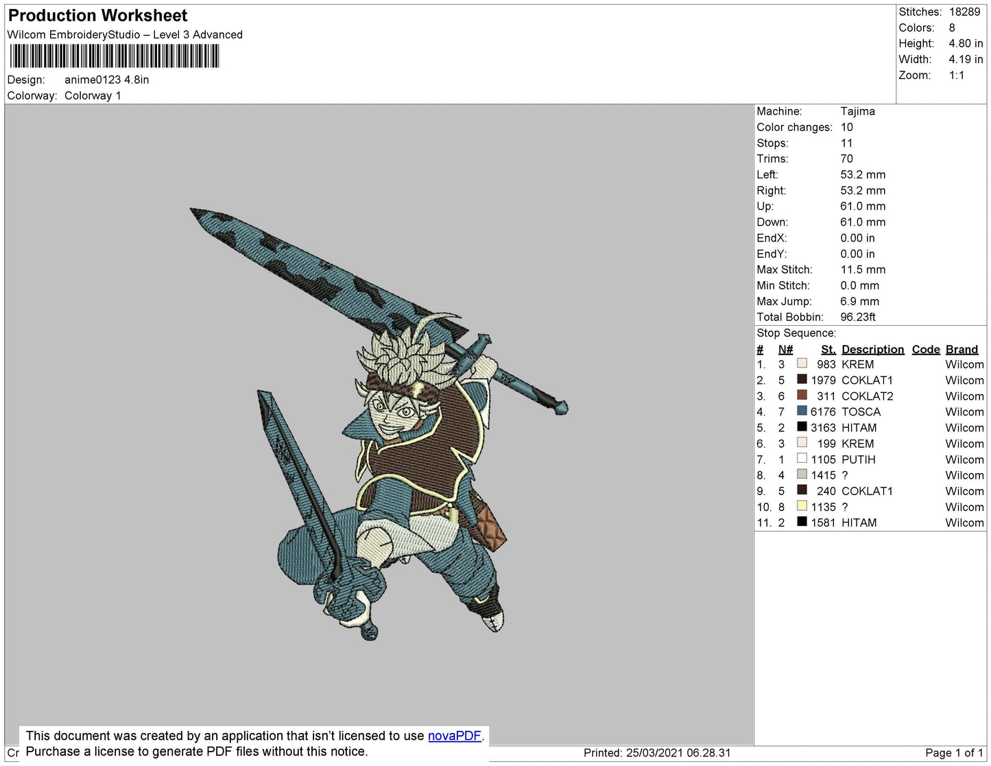 Anime 05 - Black Clover Embroidery File 4 size