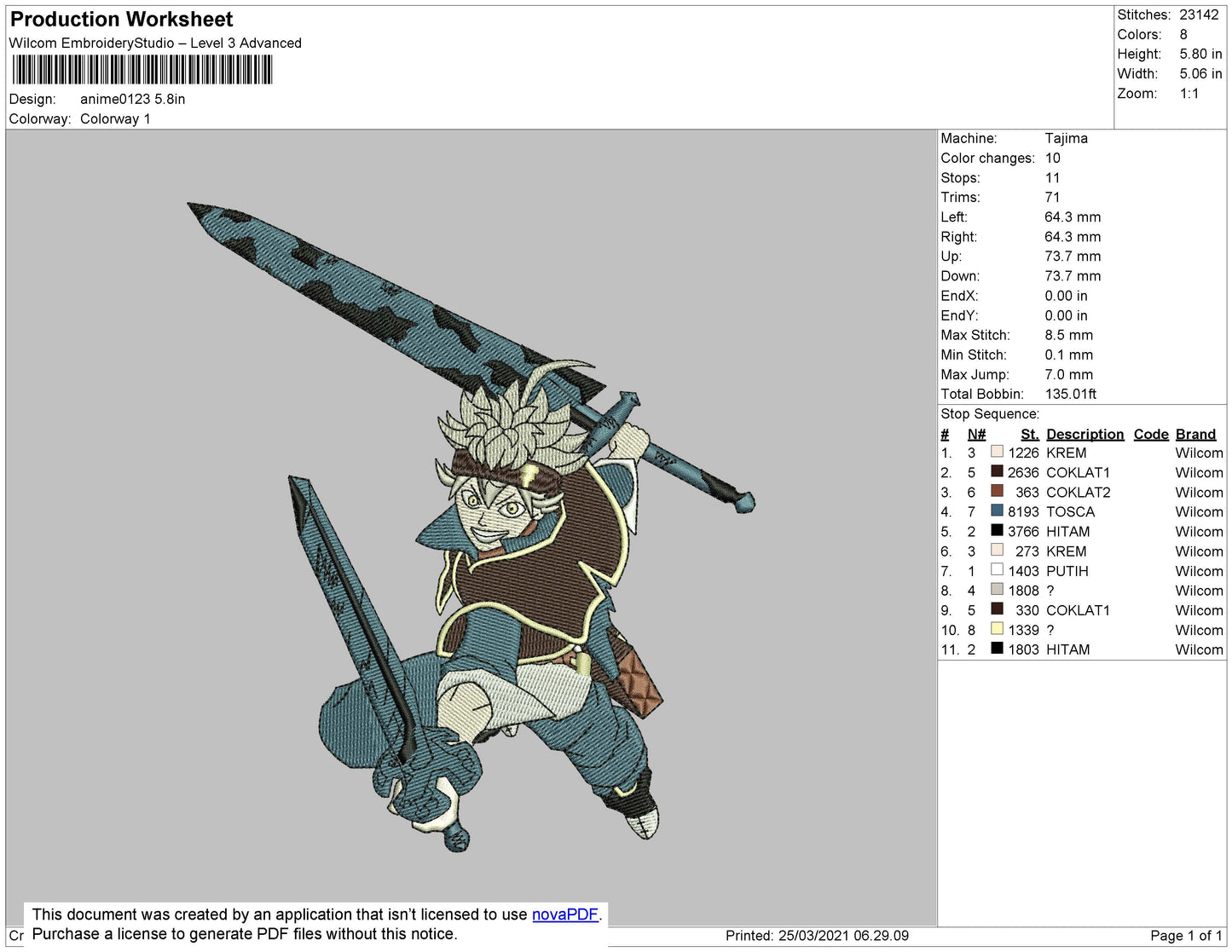 Anime 05 - Black Clover Embroidery File 4 size