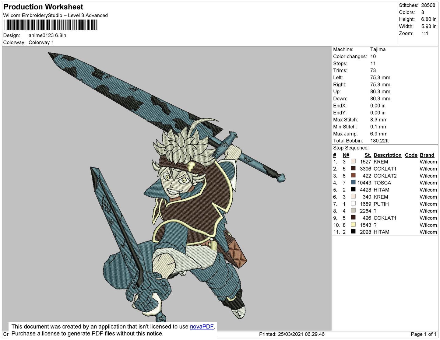 Anime 05 - Black Clover Embroidery File 4 size