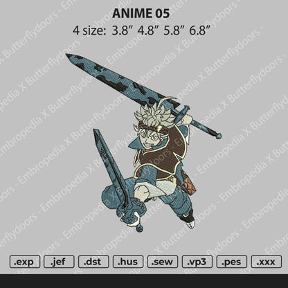 Anime 05 - Black Clover Embroidery File 4 size