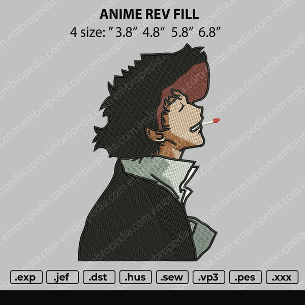 Anime Rev Fill Embroidery File 4 size