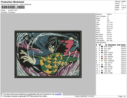 Anime 07 Embroidery File 4 size