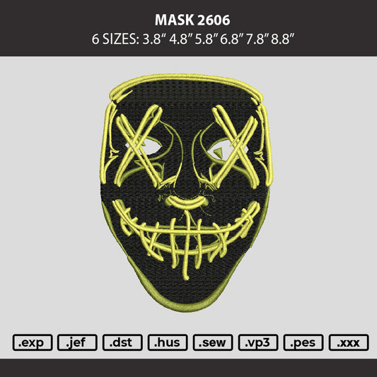 Mask 2606 Embroidery Machine Design File 6 sizes