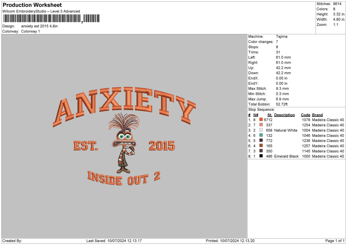 Anxiety 21 15 Embroidery 2 Files