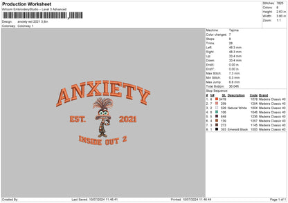 Anxiety 21 15 Embroidery 2 Files