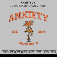 Anxiety 19 Embroidery File 6 sizes